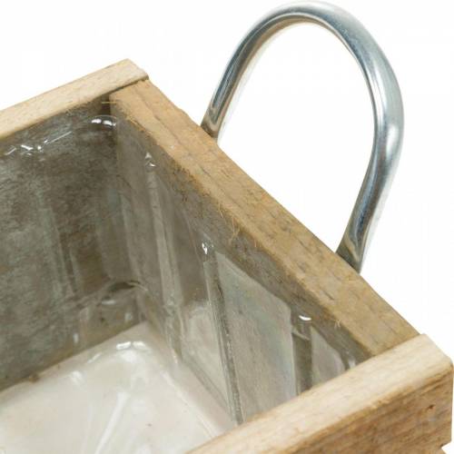 Floristik24 Cassetta per piante Cassetta in legno con manici naturale 16,5×16,5 cm
