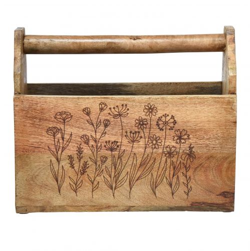 Floristik24 Cassetta in legno con manico cassetta portautensili in legno 30x15x24cm