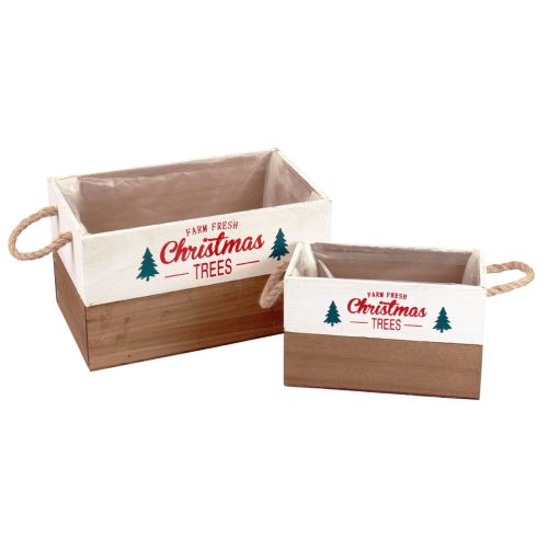 Cassetta per piante in legno scatola rettangolare in legno L25/35 cm set da 2