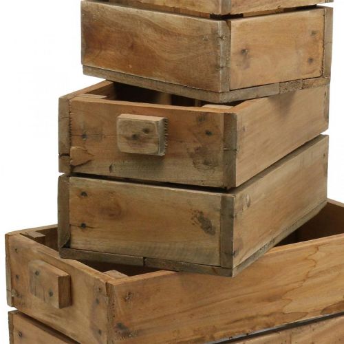 Floristik24 Scatola di legno, fioriera, fioriera, set di fioriere naturale L45 / 36 / 27 cm H20.5 / 18 / 17 cm set di 3