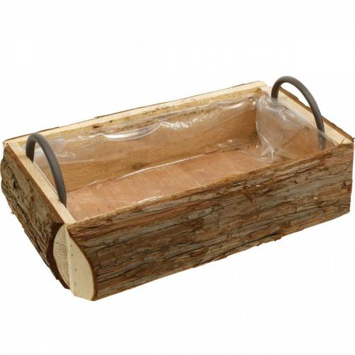 Floristik24 Cassetta in legno per piantare, vaso per piante con manici, fioriera con corteccia 45,5 cm