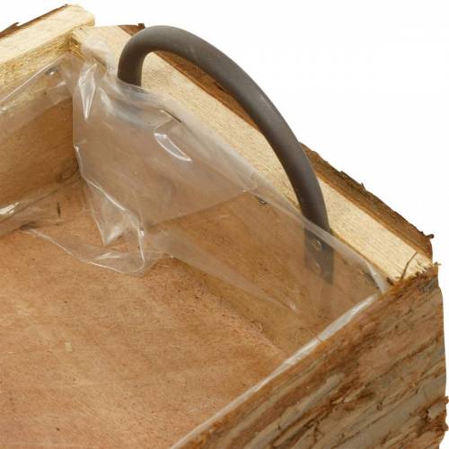 Floristik24 Cassetta in legno per piantare, vaso per piante con manici, fioriera con corteccia 45,5 cm