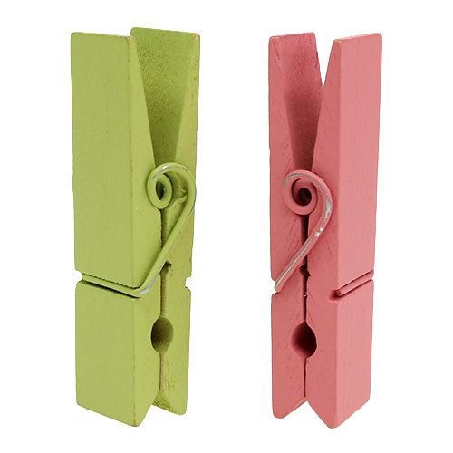 Floristik24 Clip in legno colorate 7,2 cm 48 pz