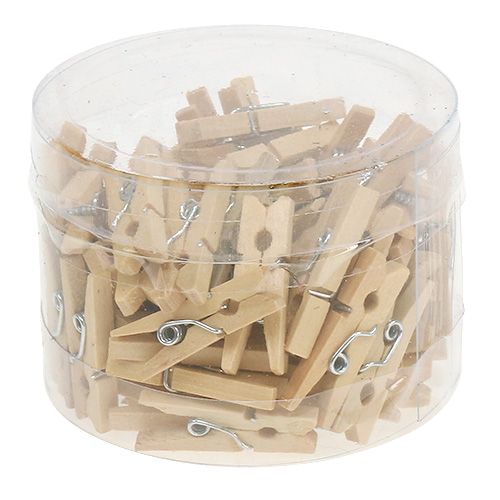 Floristik24 Clip in legno natura 2,5 cm 72 pz
