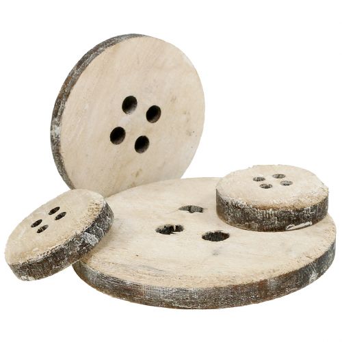 Floristik24 Bottone decorativo in legno lavato bianco 15 pezzi