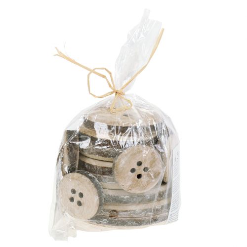 Floristik24 Bottone decorativo in legno lavato bianco 15 pezzi