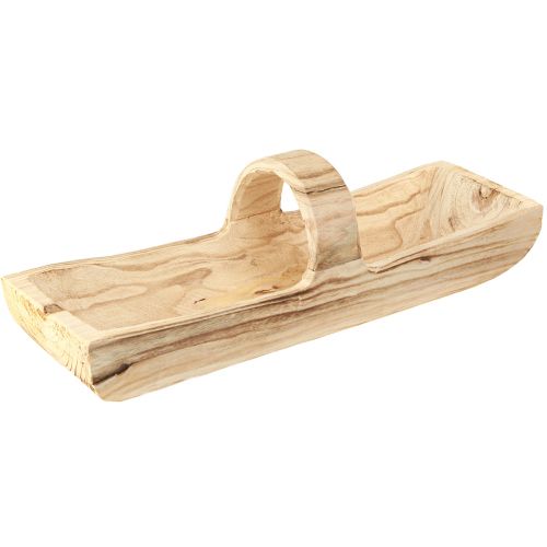 Floristik24 Cestino in legno con manico in legno di Paulownia 56×16 cm H16 cm