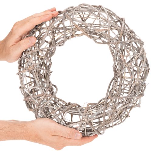Ghirlanda in legno, ghirlanda decorativa, bianco naturale, Ø30cm, H9.5cm | Floristik24.it