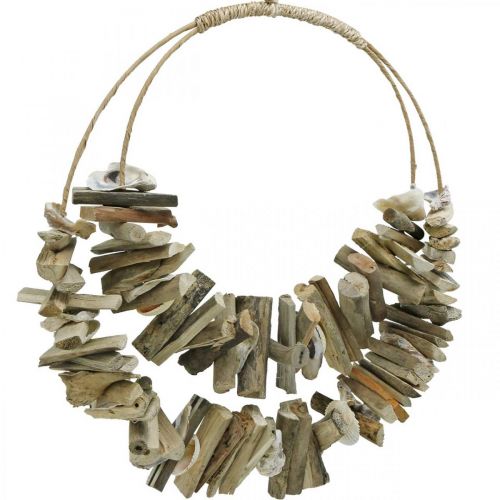 Floristik24 Decorazione marittima in legno galleggiante per la parete con conchiglie naturali Ø38cm