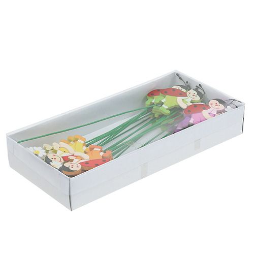 Floristik24 Coccinella in legno su asta 7cm 24pz