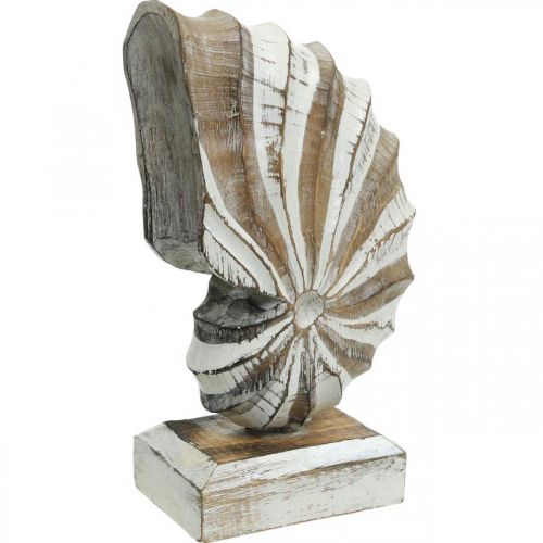 Supporto per conchiglia in legno Maritime Deco natura, bianco H28cm