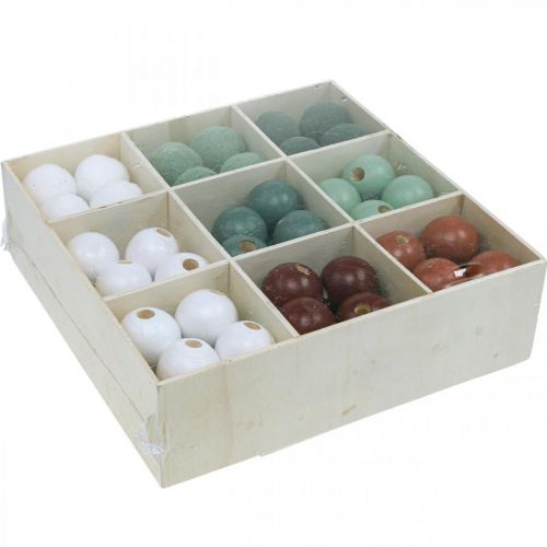 Prodotto Perline di legno palline di legno per artigianato assortite verde Ø3cm 36pz