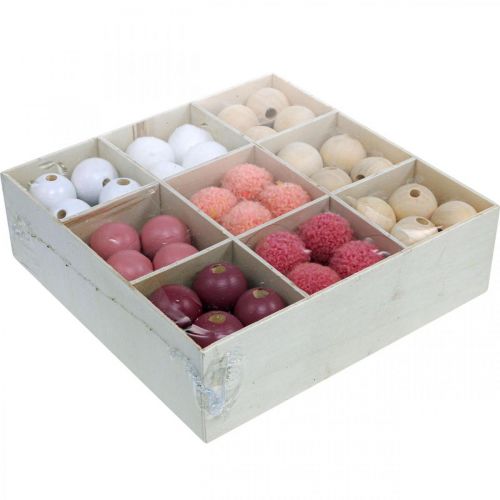 Prodotto Perline di legno palline di legno per artigianato rosa assortite Ø3cm 36pz