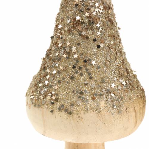 Floristik24 Fungo in legno con glitter H17cm 2pz
