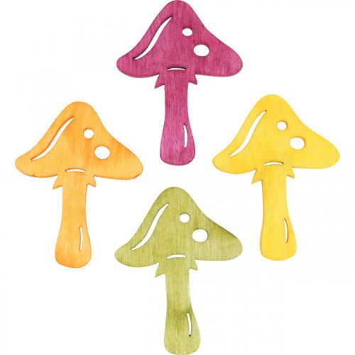 Floristik24 Funghi sparsi, decorazioni autunnali, funghi portafortuna per decorare arancio, giallo, verde, rosa H3.5 / 4cm W4 / 3cm 72 pezzi