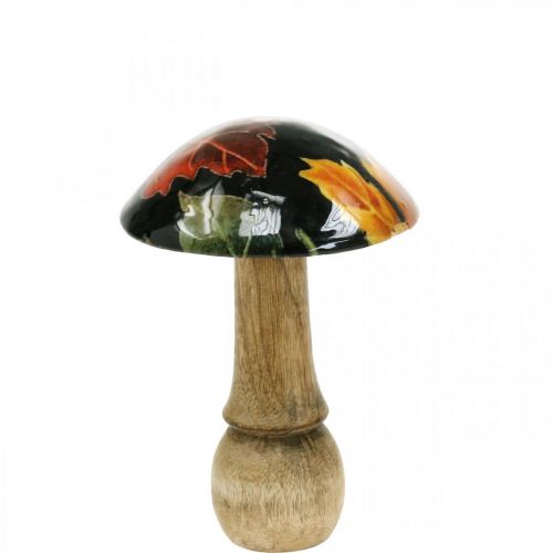Floristik24 Deco in legno fungo foglie d'autunno decorazione da tavola nero, multicolore Ø10cm H15cm
