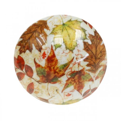Prodotto Decorazione a fungo in legno foglie autunnali bianco, decorazione da tavola a fungo colorato Ø10cm H15cm