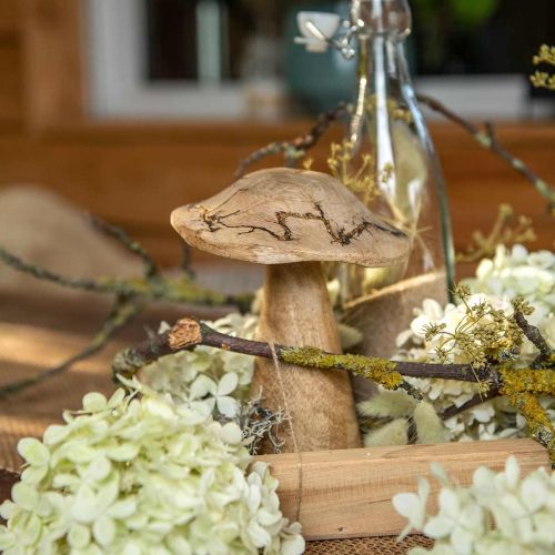 Floristik24 Fungo in legno con motivo decoro in legno fungo naturale, dorato Ø12.5cm H15cm