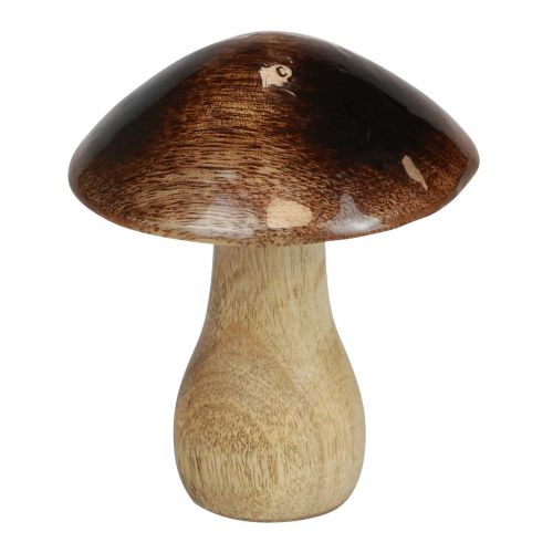 Decorazione fungo in legno effetto lucido marrone naturale Ø10cm H12cm