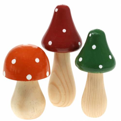 Floristik24 Set decorativo di agarico di mosca arancione, verde, rosso 10/12 / 14,8 cm