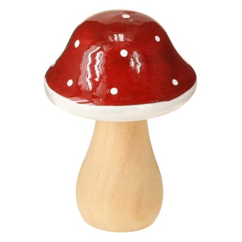 Funghi di legno, funghi velenosi, decorazione, legno, FSC, rosso-marrone, H6,5/7 cm, 4 pezzi