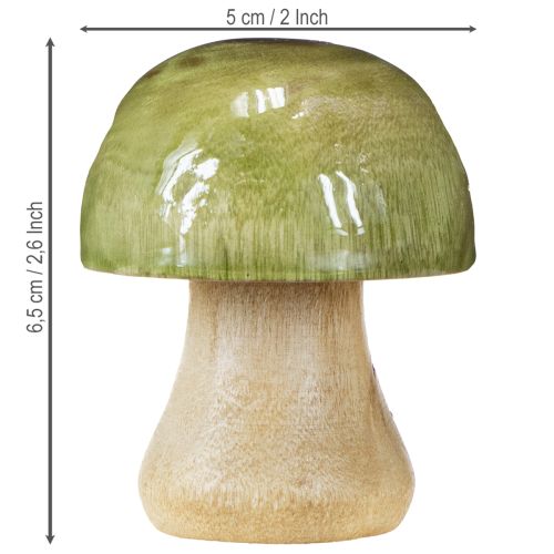 Prodotto Decorazione autunnale a forma di funghi in legno, verde, rosso, arancione, H6,5cm, 9 pezzi