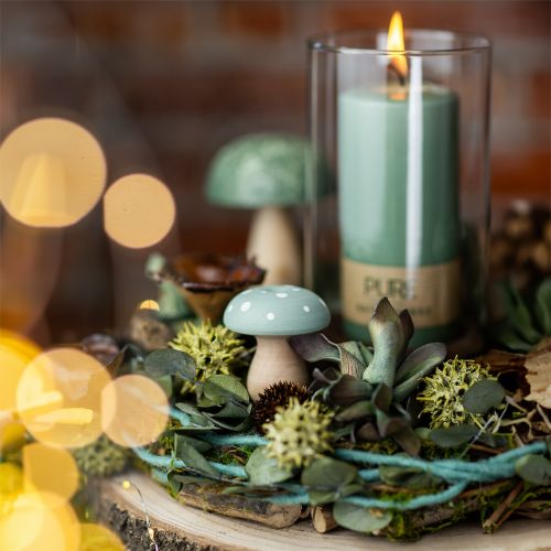 Prodotto Funghi in legno funghi decorativi agarichi volanti in legno verde menta 5 cm 8 pz