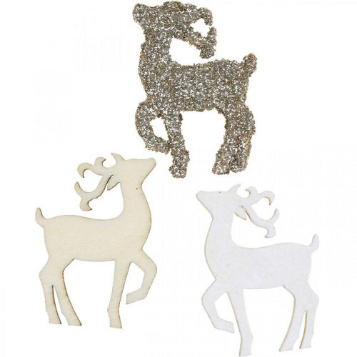 Floristik24 Decorazioni sparse Decorazioni natalizie in legno con cervo 4 cm 72 pz
