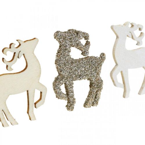 Floristik24 Decorazioni sparse Decorazioni natalizie in legno con cervo 4 cm 72 pz