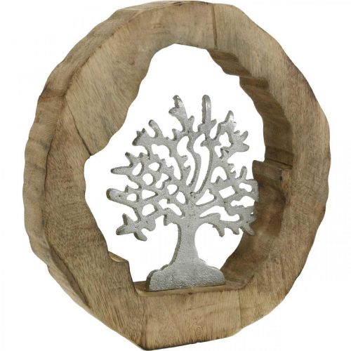 Floristik24 Scultura decorativa albero in una decorazione da tavola ad anello in legno da posizionare 22×21×4 cm