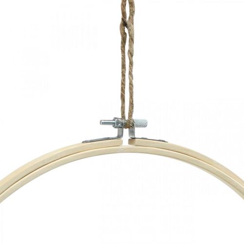Floristik24 Cornice da ricamo rotonda, fatta a mano, anello in legno per decorare, fai da te, decorazione boho Ø30cm