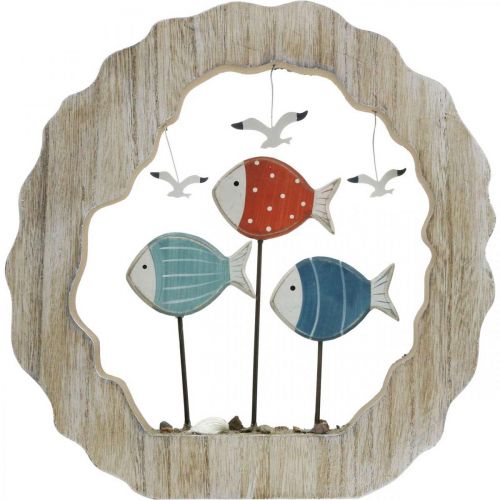 Prodotto Decorazione da tavola in legno di pesce da posizionare decoro marittimo blu, rosso Ø28cm