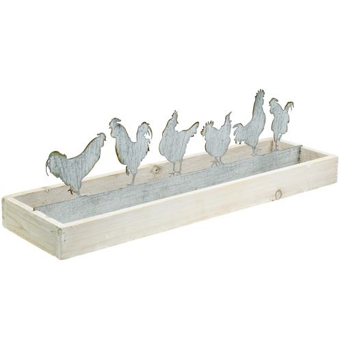 Vassoio decorativo in legno con galli in metallo 46cm