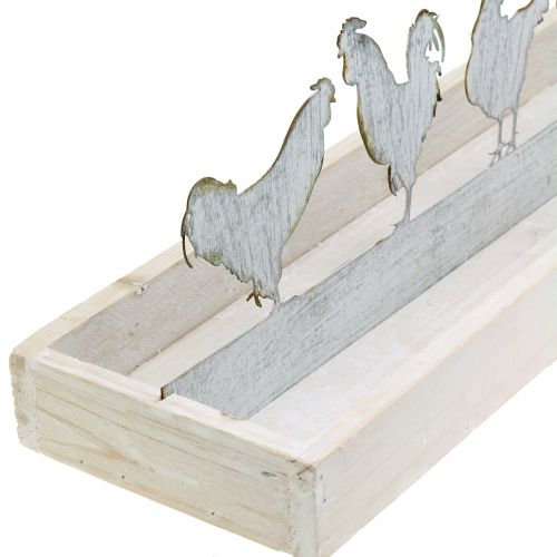 Vassoio decorativo in legno con galli in metallo 46cm