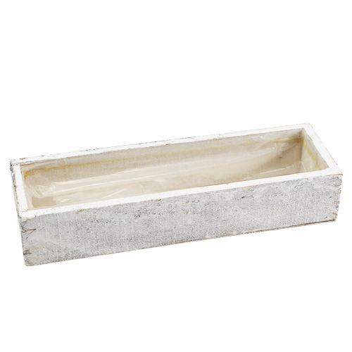 Floristik24 Ciotola in legno per piantare bianco 30 cm x 9 cm x 6 cm