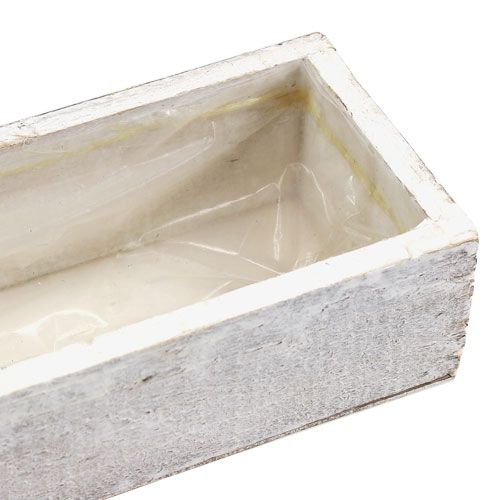 Floristik24 Ciotola in legno per piantare bianco 30 cm x 9 cm x 6 cm