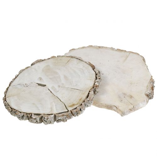 Floristik24 Disco in legno lavato bianco 13 cm - 15 cm 2 pezzi