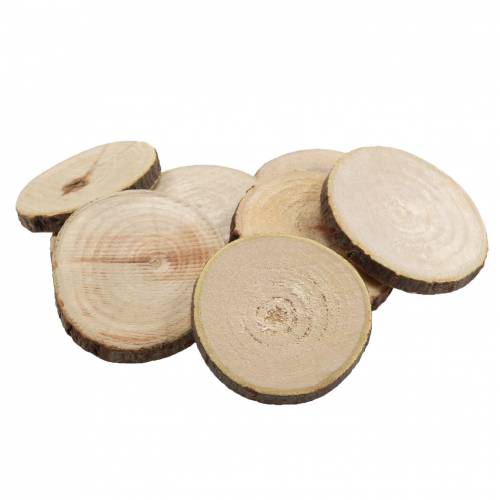 Dischi di legno rotondi naturali Ø3,5–5cm 400g in rete-69937