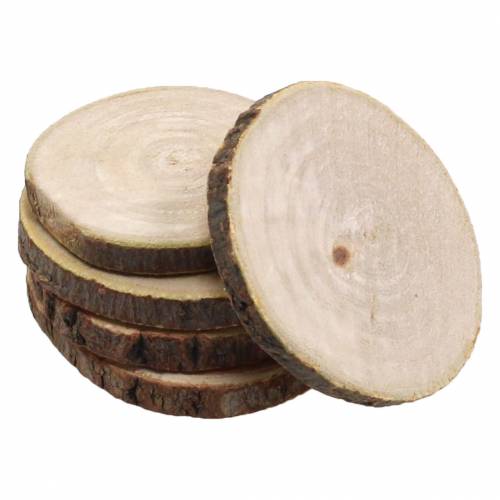 Floristik24 Dischi di legno rotondi naturali Ø3,5–5cm 400g in rete
