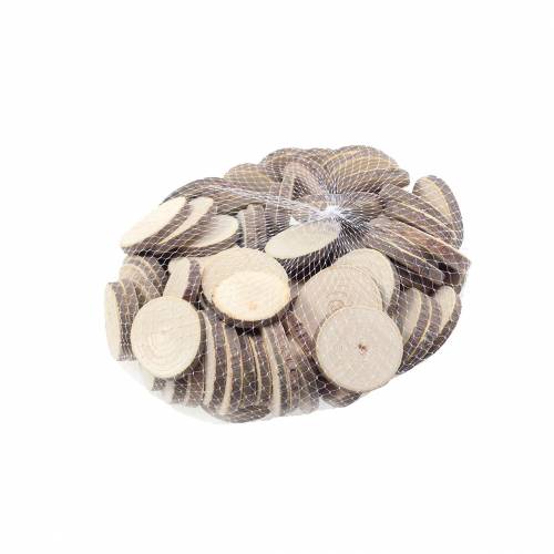 Floristik24 Dischi di legno rotondi naturali Ø3,5–5cm 400g in rete