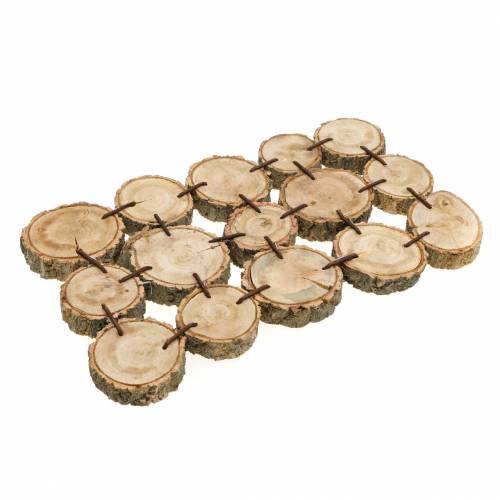 Vassoio decorativo in fette di legno, natura 37 × 22,5 cm