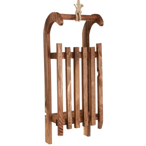 Decorazione slitta in legno decorazione invernale in legno marrone 49,5 cm