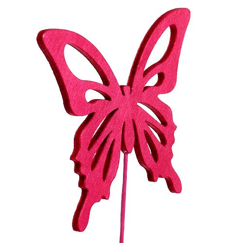 Floristik24 Farfalla in legno con filo rosa asst. 8 cm 18 pezzi