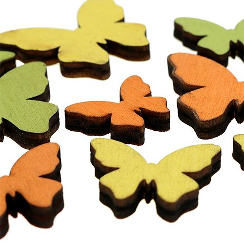 Floristik24 Farfalla in legno 2,5-4 cm arancione, verde, gialla 36 pezzi