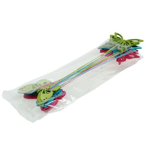 Prodotto Farfalla in legno con filo colori assortiti. 8 cmx6 cm L28 cm 18 pezzi