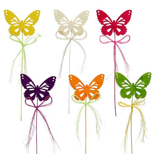 Floristik24 Farfalle in legno sul filo colori assortiti 8cm 24 pezzi