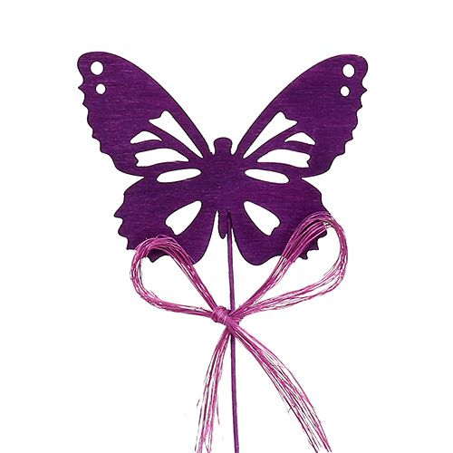 Floristik24 Farfalle in legno sul filo colori assortiti 8cm 24 pezzi