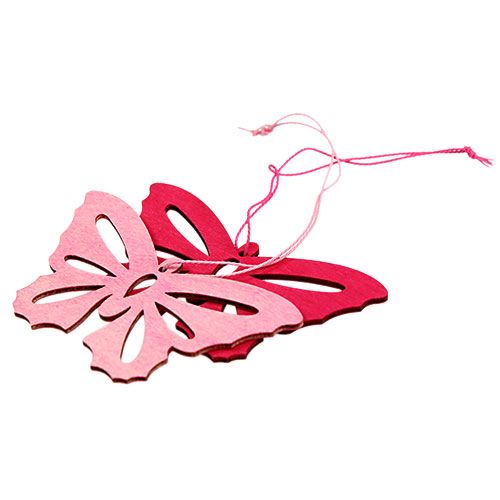 Floristik24 Farfalle in legno per appendere rosa 8 cm - 10 cm 24 pezzi