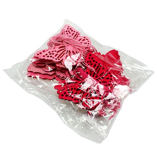 Floristik24 Farfalle in legno per appendere rosa 8 cm - 10 cm 24 pezzi
