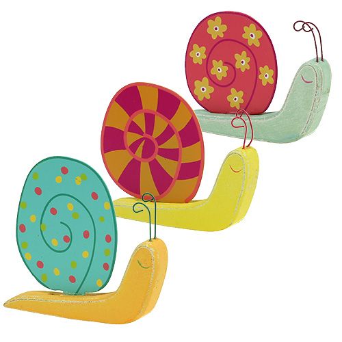 Floristik24 Lumaca di legno 10,5 x 9 cm colorato 6 pezzi